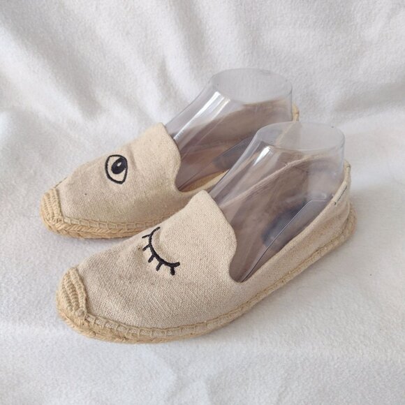 Soludos Wink Canvas Espadrilles 7 Cute Jason Polan Natural Jute Slip Ons - Picture 2 of 12